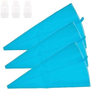 18 Inch Reusable Icing Bags 3-Pack Silicone Piping Bags, Large Pastry Bags Cake Decorating Icing Piping Bags, Baking Dessert Piping Bag with 3 Icing Couplers for Standard Tips, Blue