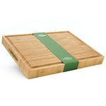 Dehaus® Bamboo Chopping Board - Size L, 42x32x4 cm - Premium End Grain Bamboo - Heavy Duty Wooden Chopping Block for Charcuterie, Grazing Boards, Kitchen Worktop Saver, Cheese Platter & Pizza Serving