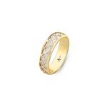 Amberta Allure Women 9ct Gold Diamond Cut Band Ring: 9K Statement Ring Size P 1/2