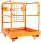 36"x36" Forklift Safety Cage, Foldable Forklift Work Platform,Forklift Man Basket 1200lbs Capacity with Protective Guardrail Chian for 1-3 People Drain Hole, Perfect for Aerial Work