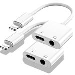 [Apple MFi Certified] 2 Pack Lightning to 3.5mm Headphone Jack Adapter for iPhone,2 in 1 AUX Audio + Charger Splitter Dongle Compatible with iPhone 14/13/12/11/XS/XR/X/7 8/Pad, Support All iOS System