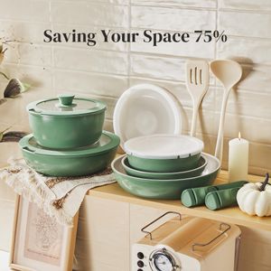 Redchef 16-Piece Ceramic Cookware Set – Green