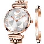 OLEVS Ladies Watches Japanese Quartz Rose Gold Crystal Stainless Steel Fashion Women Wrist Watch Waterproof Luxury Dress