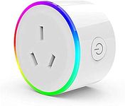 Australove WIFI Smart Plug with RGB Light, Wireless Power Outlet Compatible with Amazon Alexa, Google Home Assistant and IFTTT, No Hub Needed, Wireless and Remote Control via App to Turn Your Devices On and Off Anywhere With Synchronization Function (1 Pack)