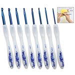 iPobie 8 Pcs Crochet Hooks Set, Porcelain Pattern Aluminum Crochet Tool Kit Sweater Weave Knitting Tools