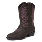 Deer Stags Ranch Western Boot, Dark Brown/Pink, 12.5 UK Child