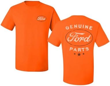 Wild Bobby Genuine Ford Parts Vintage Distressed Cars and Trucks Mens Graphic Tees Front and Back T Shirt Printed Graphic Tees for Men, Orange, 4X-Large