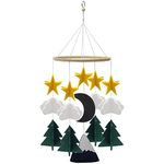 Baby Crib Mobile Hanging Ornament, 3D Starry Clouds Woodland Nursery Bed Ornament, for Baby Shower, Felt Nursery Ceiling Decoration for Girls/Boys (Star)