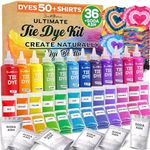 Jim&Gloria Tie Dye Kit for Kids & Adults 36 Tiedye Powder 12 Larger Bottles Fabric Dyes for Clothing Permanent with Soda Ash for Tie Dye Kits for Large Groups Paint Party Summer Activities DIY Crafts