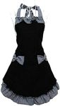 Hyzrz Cute Retro Lovely Vintage Ladies Kitchen Flirty Vintage Aprons for Women Girls with Pockets for Mothers Day Gift (Black)