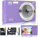 Digital Camera, FHD 1080P Digital Camera for Kids Video Camera with 64GB SD Card 16X Digital Zoom, Compact Point and Shoot Camera Portable for Kids Boys Girls Teens Students Seniors (Purple)