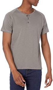 Organic Signatures Short-Sleeve 100% Organic Cotton Lightweight Slub Henley Shirt for Men (Size Large, Grey)