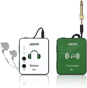 LEKATO In-Ear Monitor System MS-1 Wireless 2.4G Stereo IEM System with Transmitter Beltpack Receiver Automatic Pairing, for Studio, Band Rehearsal, Live Performance (Green)