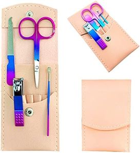 SHICEN Manicure Set, Professional Women Nail Clippers Kit 4PCS， Stainless Steel Nail Cutter Care Tools Professional Grooming Kits, PU Leather Travel Case（Pink）