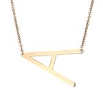 Judy Jewelry Rinhoo Stainless Steel Gold Initial Alphabet 26 Letters Script Name Pendant Chain Necklace From A-Z (A)