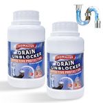 HOMAITER Drain Unblocker, 2PCS Powerful Cleaner Formula, Removes Hair, Grease & Soap Scum, Safe for Pipes and Septic Systems