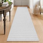 Collive Long Runners Rug for Hallways 2.6x8 Washable Kitchen Runner Rugs Non-Slip Rubber Backed Boho Hallway Runner Rug Braided Farmhouse Carpet Floor Runner for Hall Bedroom Doorway