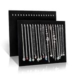 Ballshop Necklace Chain Stand 2 Pack Velvet Necklace Holder Display Stand with 17 hooks 12 x 14.8 inch Necklace Organizer for Bracelets Chains (Black)