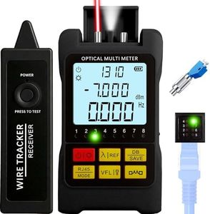 Portable 5-in-1 Fiber Optic Cable Tester with Optical Power Meter, Cable Finder,Visual Fault Locator & RJ45 Network Test, SC/FC/ST Universal Interface with LC Adapter