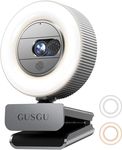 GUSGU G910 2K Quad HD Webcam for PC, with Microphone & Light & Privacy Cover, Web Camera for Desktop Computer/Laptop/MacBook, USB Streaming Camera