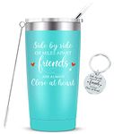 Side by Side or Miles Apart,Friends are Always Close at Heart-Long Distance Friendship Birthday Christmas Gifts for Women Best Friend Stainless Steel Insulated Friends Cup with Straw 20oz Mint