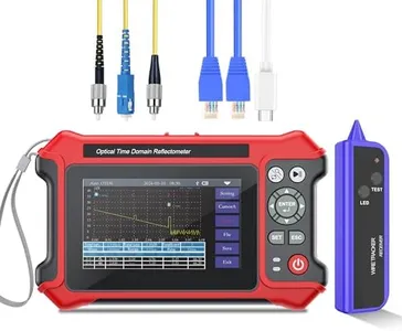 OTDR Fiber Optic Tester SM 1310/1550nm 28/26dB 4.3”16-in-1 Multi-Function Expert OTDR Tester with 10G Dual OPM VFL OLS LS Event Map Face Inspect RJ45 Cable Test End State Check FC/APC Connector 80km