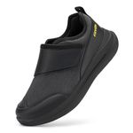 FitVille Diabetic Shoes for Men Extra Wide Adjustable Walking Shoes for Swollen Feet Pain Relief - EasyTop Pro V1(Jet Black, 14 X-Wide)