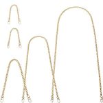 Urban Creation 5Pcs Replacement Flat Chains Iron Bag Chains Handbag Chain Straps Purse Chain Bag Link Chains With Metal Slide Hook Buckles For Diy Handbags Crafts,4 Sizes