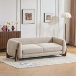 PREMIUM CART Velvet Contemperory Sofa with Cushion Chaise Lounge Sectional Sofa Perfect for Living Room & Bedroom Guests Home & Office (Boucle Teddy Fabric Sofa (Beige 2), Three Seater)