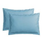 VAS COLLECTIONS Premium 210 TC 100% Pure Cotton Satin Stripes Pillow Cover Set of 2 Pcs, for Hotel Hospital Uses, 18x28 inches - Aqua