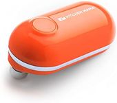 Kitchen Mama Mini Electric Can Opener Smooth Edge: Open Cans with A Simple Press of Button - Ultra-Compact, Mini-Sized Space Saver, Portable, Hands Free, Food-Safe, Battery Operated (Orange)