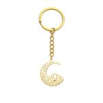 kkjoy Lotus in Moon Keychain Stainless Steel Lotus Flower Yoga Pendant Keyring Purse Bag Accessories Inspirational Jewelry for Women Charming Ladies