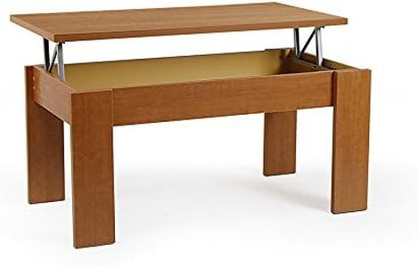 Buyqualia Mesa de Centro Rectangular elevable con Compartimento bajo Tapa Color (Cerezo) 51/63x105x55