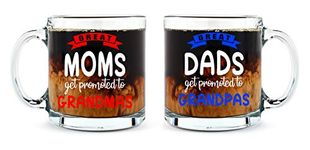 Great Parents Get Promoted To Grandparents Mom Dad Couples 13oz Funny Glass Coffee Cup (2) Grandmother Grandfather, Grandchildren - By AW Fashions