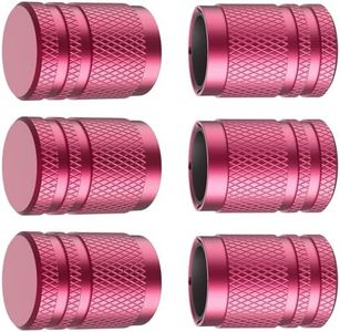 Tire Valve Stem Caps - (6 pcs), Pink Tire Valve Caps, Tire Valve Caps,Metal Valve Stem Caps, Valve Stem Cap,Universal Fit for Car/Motorcycles/Bikes/Trucks, Anti-Corrosion (Pink)