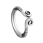 Oakky Men's Stainless Steel Jewelry Vintage Sun Wukong Monkey King Golden Hoop Amulet Open Warp Ring Silver Black Size 9