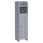 VASAGLE Slim Bathroom Floor Storage Cabinet with Door and Shelves, Freestanding Bathroom Storage Unit, Narrow Bathroom Toilet Paper Storage Cabinet, Adjustable Shelves, Dove Grey BBC310P36