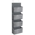 SONGMICS Hanging Organiser with 4 Pockets, Hanging Shelf, Wardrobe Organiser, Hanging Storage, Door Organiser, Bedroom Living Room, 12 x 33.5 x 100 cm, Mottled Grey RDH004G11