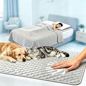 ZIVZIV Cooling Mat for Dogs – Ultra-High Molecular Weight Polyethylene Fiber, Self-Cooling Pad with Color-Changing Technology, Durable & Bite-Resistant Pet Mat for Crate, Sofa,and Bed(79x87inch)