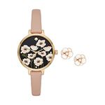 kate spade new york Women's Metro Three-Hand Flower Watch and Earring Gift Set (Model: KSW9011B)