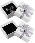 U-Vathing 2PCS Jewelry Gift Boxes White Jewellery Gift Box with Lids and Bows, Ring Earring Box Necklace Earring Gift Boxes Women Christmas Presents Birthday Favours (White/Grey Ribbon)