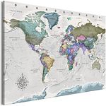 murando Canvas Wall Art World map 120x80 cm / 48"x32" 1 pc. Non-woven Canvas Prints Image Framed Artwork Painting Picture Photo Home Decoration - World map grigio k-A-0380-b-a