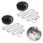 Fuyamp 2 Pcs Drain Stopper Sink Plug, Universal Bath Plug with Stainless Steel Chain and S-Shaped Hook,Drain Stopper For Bathtub Sink Bathroom Kitchen Home(Size 42mm To 45mm, Chain 45cm)