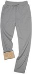 Yeokou Mens Winter Warm Sherpa Lined Active Thermal Jogger Fleece Sweatpants Pant (LightGrey-Straight Leg, Large)