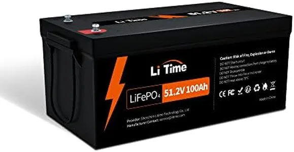 Litime 51.2V 100Ah LiFePO4 Lithium Battery Group 8D Built-in 100A BMS and Grade A Cells, Max. 5120W Load Power, with 4000-15000 Cycles & 10 Years Lifetime, Perfect for Solar Home, RV, Off-Grid.