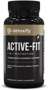 Detoxify Active-Fit | Termogénico Potente Sin Taquicardias | L-Carnitina, Té verde | Mejora Rendimiento y Energía | 60 Cápsulas | 30 Días