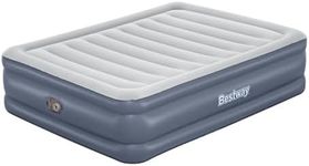 Bestway Tritech 20 Inch Thick Durable Comfortable Air Mattress Portable Relaxing Blow Up Bed with Built-in AC Pump for 4 Minute Inflation, Queen