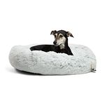 Best Friends by Sheri The Original Calming Donut Cat and Dog Bed in Shag Fur Frost Large 36x36