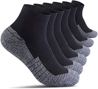 Begrily Cotton Socks for Men Low Cut, Max Cushion Thick Athletic Ankle Mens Sock for Hiking Running Sport Work 6 Pack, Black, 6-12