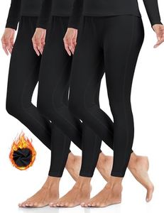ZUTY 3 Pack Thermal Long Johns Fleece Lined Leggings for Women Underwear Tights Warm Winter Base Layer Pants Black-Black-Black XL